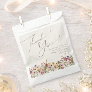 Colourful Wildflower   Beige Meadow Thank You Favour Bags