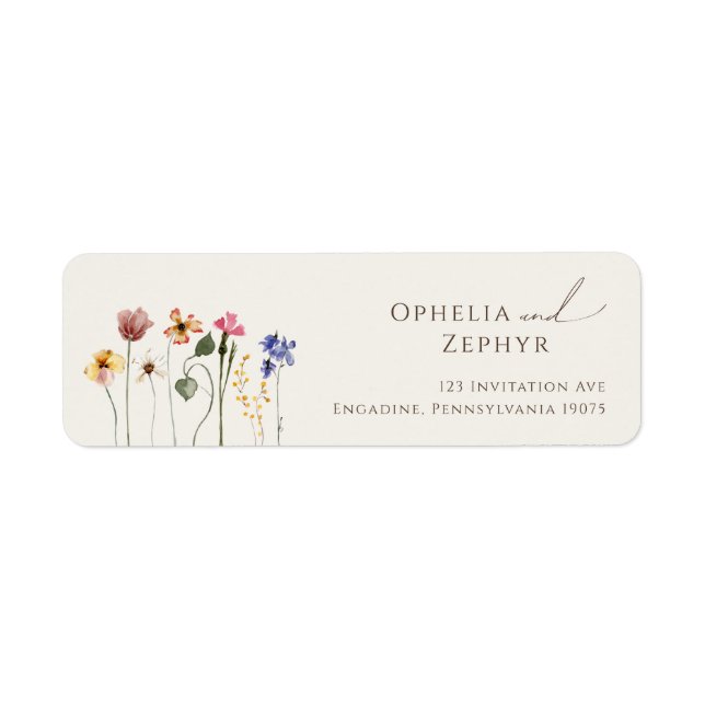 Colourful Wildflower | Beige Return Address Label (Front)