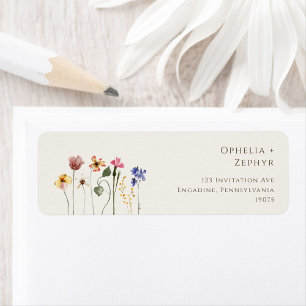 Colourful Wildflower   Beige Return Address Label