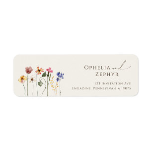 Colourful Wildflower Beige Return Address Label