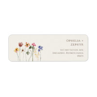 Colourful Wildflower | Beige Return Address Label