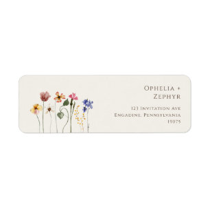 Colourful Wildflower   Beige Return Address Label