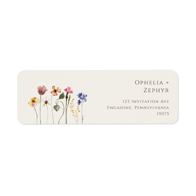 Colourful Wildflower | Beige Return Address Label (Front)