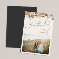 Colourful Wildflower | Beige Save The Date