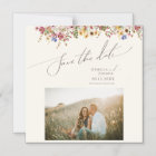 Colourful Wildflower | Beige Save The Date