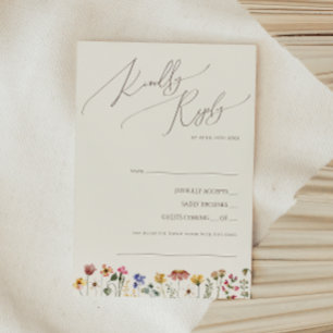 Colourful Wildflower   Beige Song Request RSVP Card