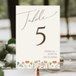 Colourful Wildflower | Beige Table Number<br><div class="desc">This colourful wildflower | beige table number is perfect for your simple, whimsical boho rainbow summer wedding. The bright, enchanted pink, yellow, orange, and gold colour florals give this product the feel of a minimalist elegant vintage hippie spring garden. The modern design is artsy and delicate, portraying a classic earthy...</div>
