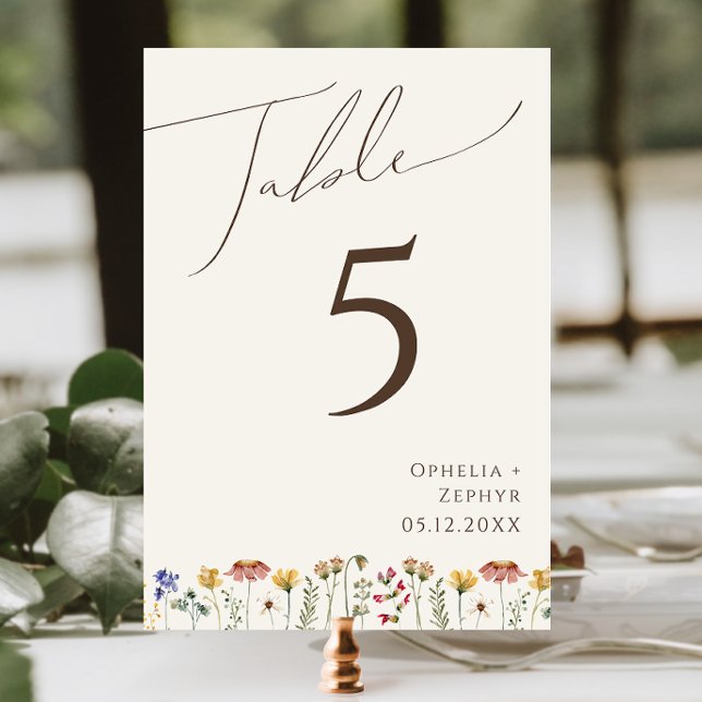 Colourful Wildflower | Beige Table Number (Creator Uploaded)