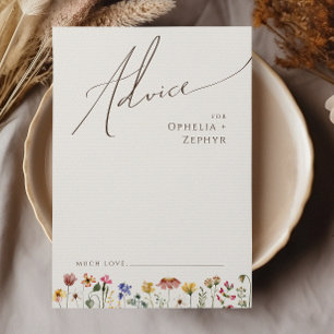 Colourful Wildflower   Beige Wedding Advice Card