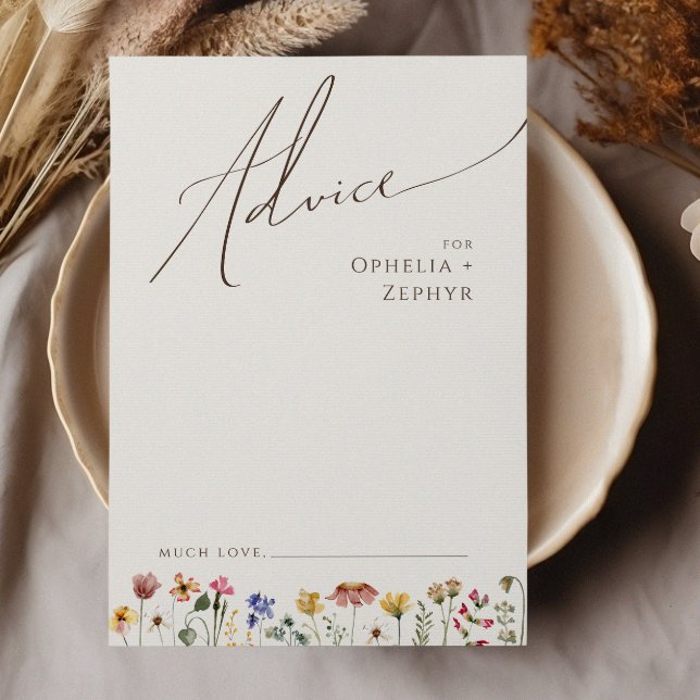 Colourful Wildflower | Beige Wedding Advice Card (Creator Uploaded)