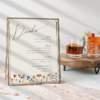 Colourful Wildflower | Beige Wedding Drinks Menu