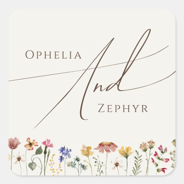 Colourful Wildflower | Beige Wedding Envelope Seal (Front)