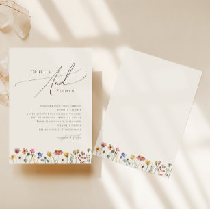 Colourful Wildflower   Beige Wedding Invitation