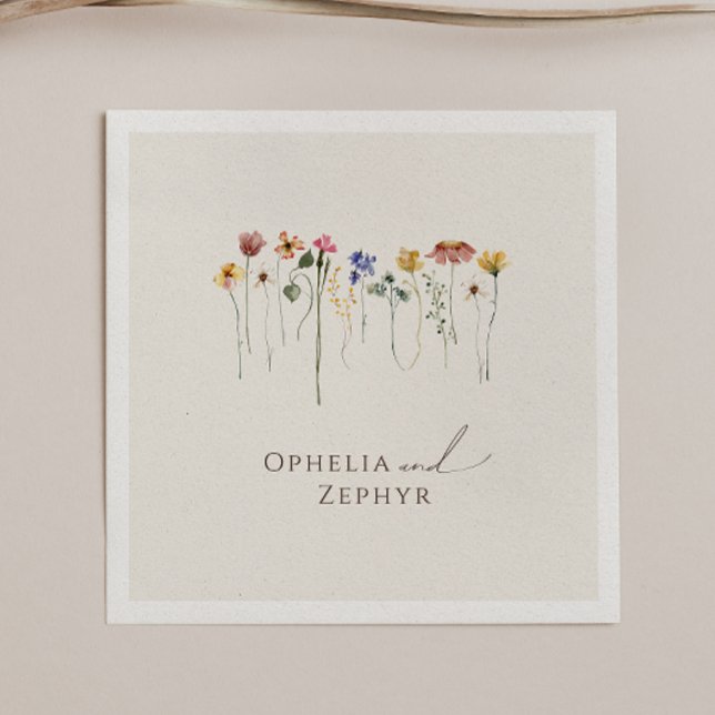 Colourful Wildflower | Beige Wedding Napkins (Creator Uploaded)