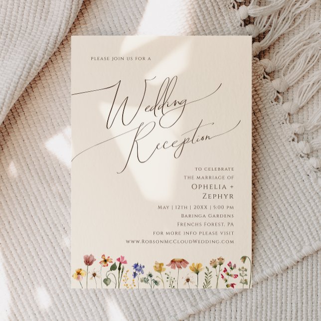 Colourful Wildflower | Beige Wedding Reception Invitation (Creator Uploaded)