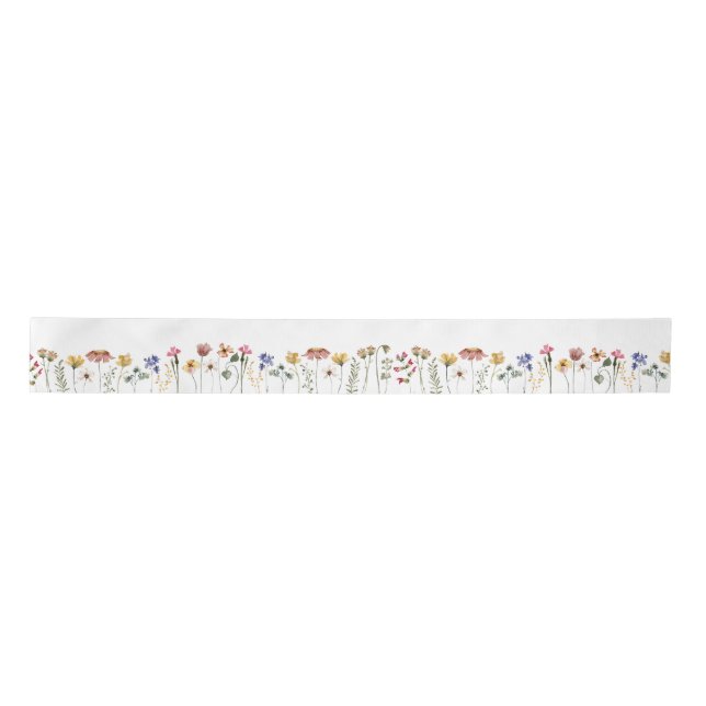 Colourful Wildflower Birthday Satin Ribbon (Front)