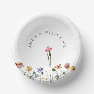 Colourful Wildflower Birthday She's A Wild One Paper Plate