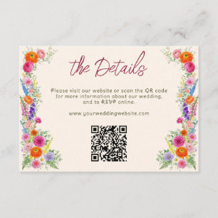 Colourful Wildflower Bloom Garden Wedding Website Enclosure Card