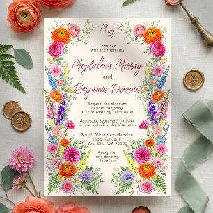 Colourful Wildflower Bloom Whimsical Garden Weddin Invitation