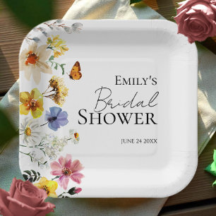 Colourful Wildflower Boho Bridal Shower Paper Plate