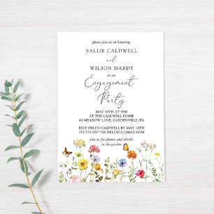 Colourful Wildflower Boho Garden Engagement Party Invitation