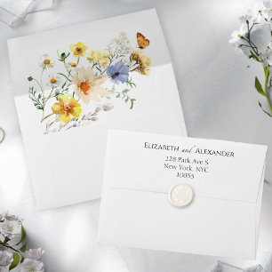 Colourful Wildflower Boho Liner & Return Address Envelope