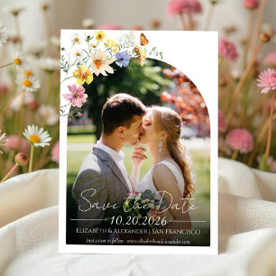 Colourful Wildflower   Boho Photo Save the Date Invitation