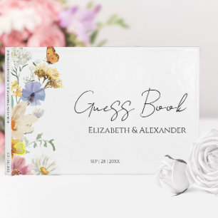 Colourful Wildflower   Boho Wedding Guest Book
