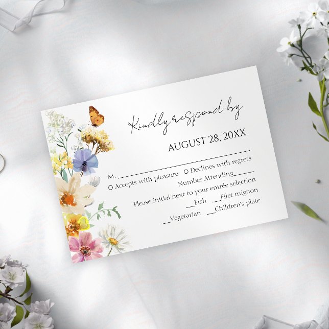 Colourful Wildflower | Boho Wedding RSVP Cards (Creator Uploaded)