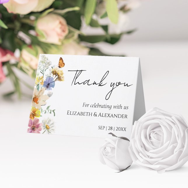 Colourful Wildflower | Boho Wedding Thank You Card (Creator Uploaded)