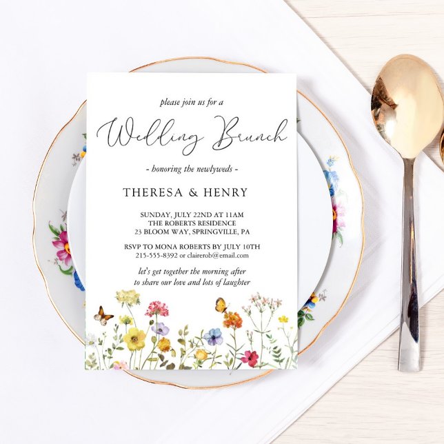 Colourful Wildflower Botanical Wedding Brunch Invitation (Creator Uploaded)