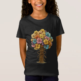 Colourful Wildflower Bouquet Whimsical Art T-Shirt