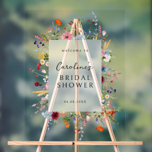 Colourful Wildflower Bridal Shower Acrylic Sign