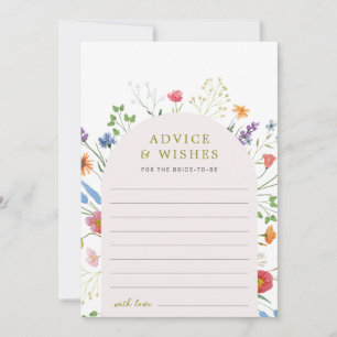 Colourful Wildflower Bridal Shower Advice Wishes Card