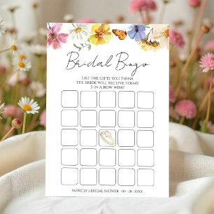 Colourful Wildflower bridal shower bingo game card
