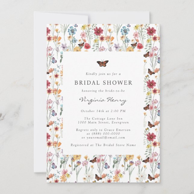 Colourful Wildflower Bridal Shower Invitation (Front)