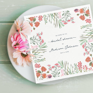 Colourful Wildflower Bridal Shower Invitation Napkin