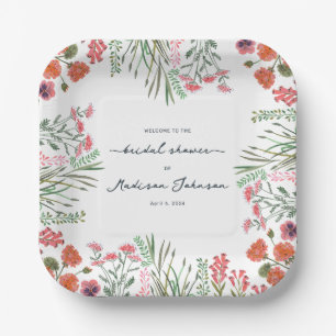 Colourful Wildflower Bridal Shower Invitation Paper Plate