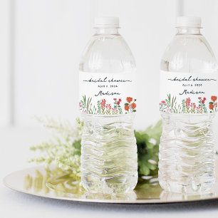 Colourful Wildflower Bridal Shower Invitation Water Bottle Label