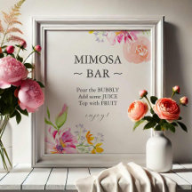 Colourful Wildflower Bridal Shower Mimosa Bar Sign