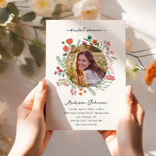 Colourful Wildflower Bridal Shower Photo Invitatio Invitation