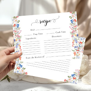 Colourful Wildflower Bridal Shower Recipe Card