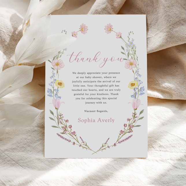 Colourful Wildflower Bridal Shower Thank You Card (Creator Uploaded)