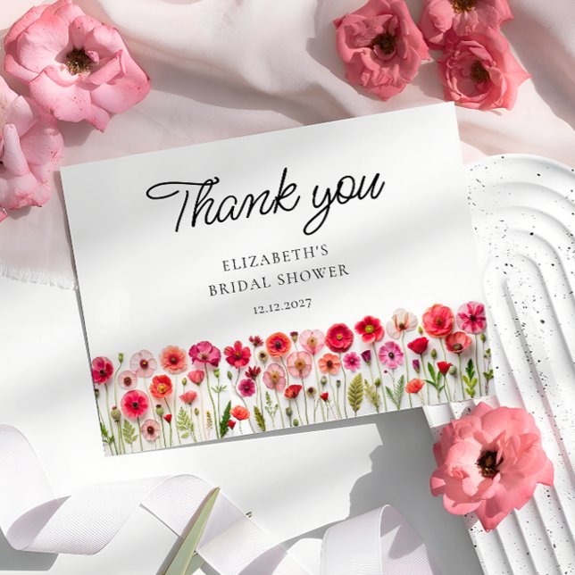 Colourful Wildflower Bridal Shower Thank You Card (Creator Uploaded)