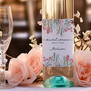 Colourful Wildflower Bridal Shower Wine Label