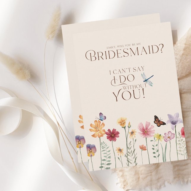 Colourful Wildflower Bridesmaid Proposal Invitation (Simple Colorful Wildflower Floral Wedding Be My Bridesmaid Card)