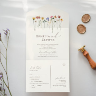 Colourful Wildflower   Casual Beige Seal And Send All In One Invitation