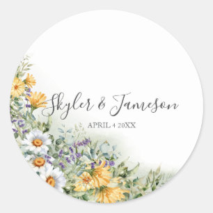Colourful Wildflower Classic Round Sticker