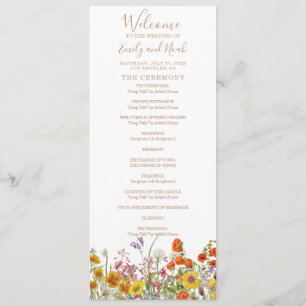 Colourful Wildflower Country Garden Wedding Programme