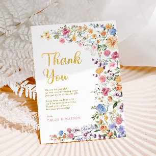 Colourful Wildflower Couples Bridal Shower Thank You Card